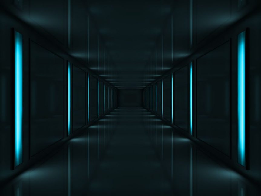 Dimly lit corridor